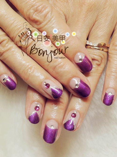 紫色法式光療指甲 - 台北東區美甲:日安美甲 Bonjour Nail Salon