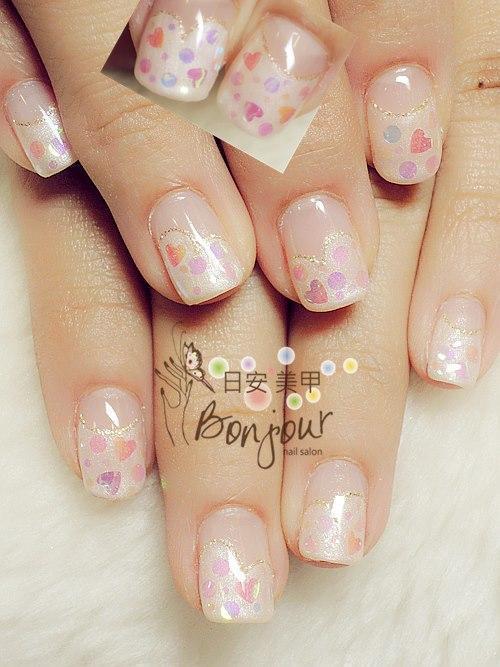 甜蜜愛心款光療指甲 - 台北東區美甲:日安美甲 Bonjour Nail Salon