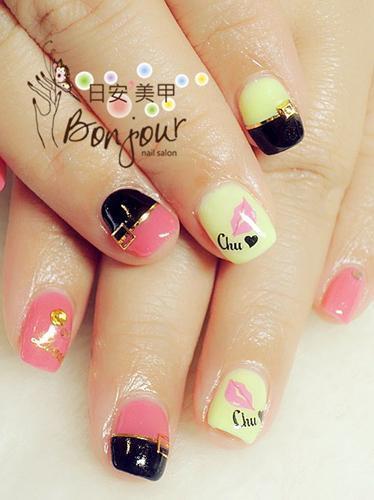 雙色Chu一下光療指甲 - 台北東區美甲:日安美甲 Bonjour Nail Salon