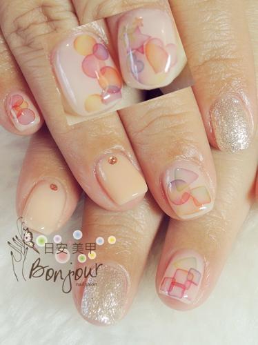 水彩暈染風光療指甲 - 台北東區美甲:日安美甲 Bonjour Nail Salon