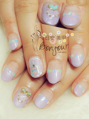 台北東區美甲 日安美甲:紫色甜心款光療指甲 Bonjour Nail Salon