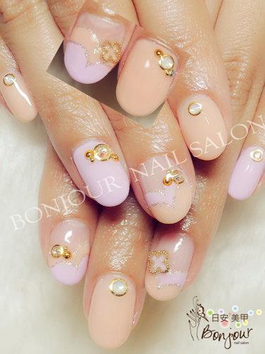 台北東區美甲 日安美甲:雙色愛心光療指甲 Bonjour Nail Salon