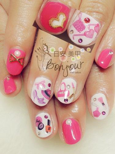 台北東區美甲 日安美甲:粉紅芭比光療指甲 Bonjour Nail Salon
