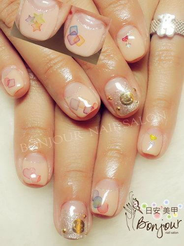 台北東區美甲 日安美甲:水染水波泡泡光療指甲 Bonjour Nail Salon