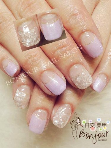 台北東區美甲 日安美甲:貝殼亮片風光療指甲 Bonjour Nail Salon