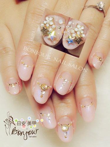 台北東區美甲 日安美甲:法式閃釀釀之新娘花嫁光療指甲 Bonjour Nail Salon