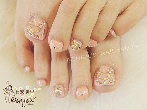 台北東區美甲 日安美甲:華麗花圈風光療指甲 Bonjour Nail Salon