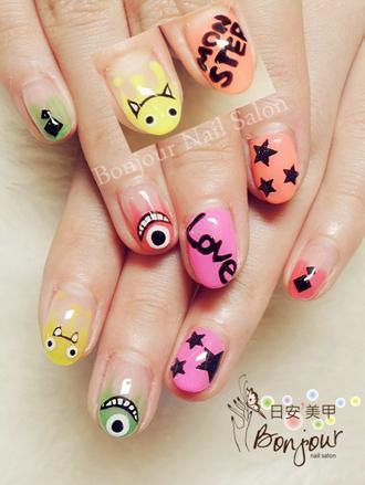 台北東區美甲 日安美甲:可愛小鬼鬼光療指甲 Bonjour Nail Salon