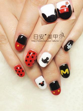 台北東區美甲 日安美甲:手繪風之米奇光療指甲 Bonjour Nail Salon