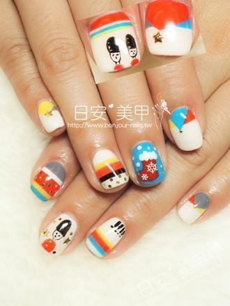 台北東區美甲 日安美甲:多色可愛小小兵光療指甲 Bonjour Nail Salon