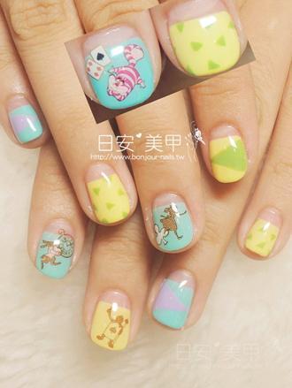 台北東區美甲 日安美甲:愛麗絲夢遊仙境主題光療指甲 Bonjour Nail Salon