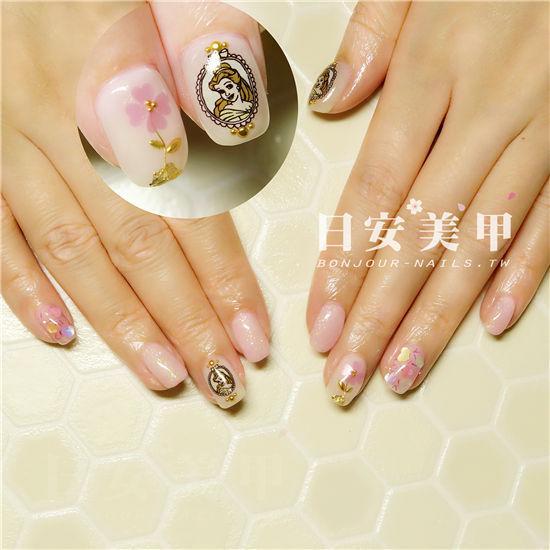 東區美甲.日安美甲-亮片花漾的長髮公主