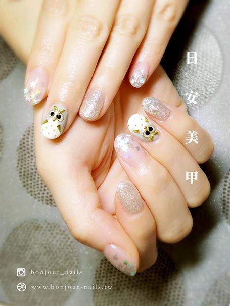東區美甲.日安美 甲五角星 X 貓頭鷹拼搭 