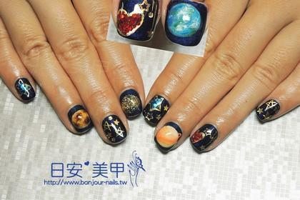 台北東區美甲-日安美甲--宇宙中的星球凝膠指甲 Bonjour Nail Salon