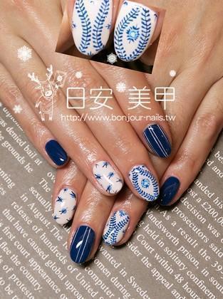 台北東區美甲:日安美甲-藍色青花凝膠指甲 Bonjour Nail Salon