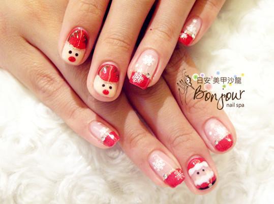 聖誕風情光療指甲1:台北東區美甲彩繪店-Bonjour Nails