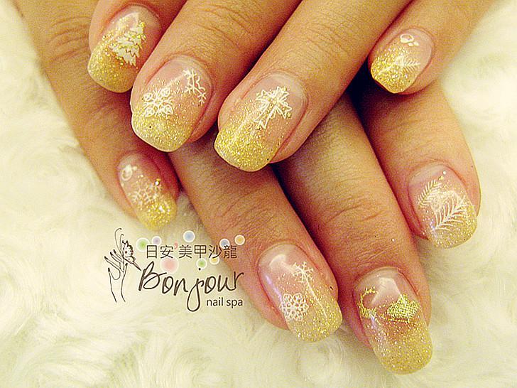 聖誕風情光療指甲2:台北東區美甲彩繪店-Bonjour Nails