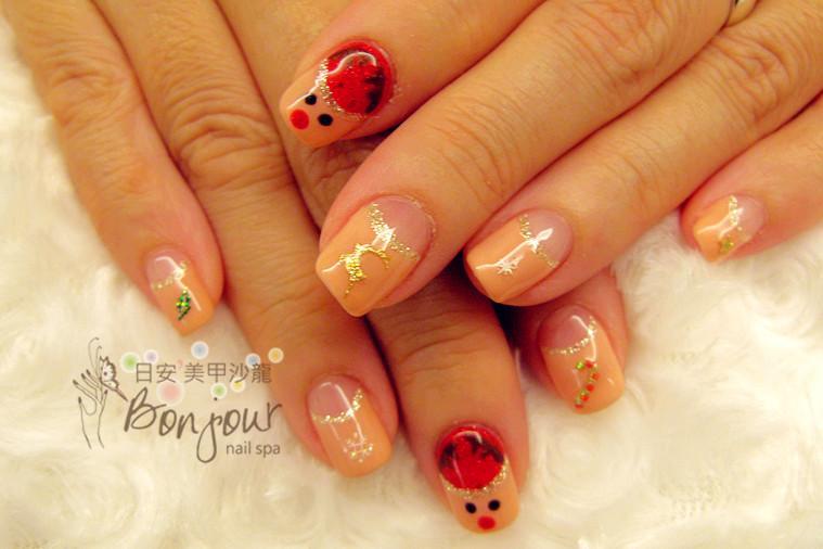 聖誕風情光療指甲5:台北東區美甲彩繪店-Bonjour Nails