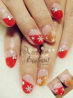 聖誕風格光療指甲4 - 台北東區美甲:日安美甲 Bonjour Nail Salon