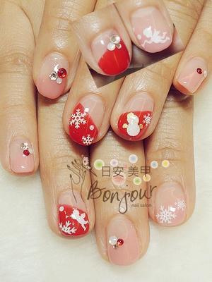 聖誕風格光療指甲5 - 台北東區美甲:日安美甲 Bonjour Nail Salon